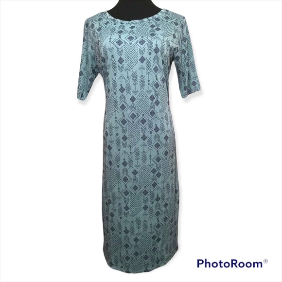 NEW•2X•Seaside Blue & Teal Julia Shift Dress - Picture 3 of 10